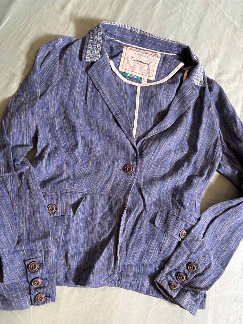 Cartonnier Lavender-Blue Striped Lightweight Blazer